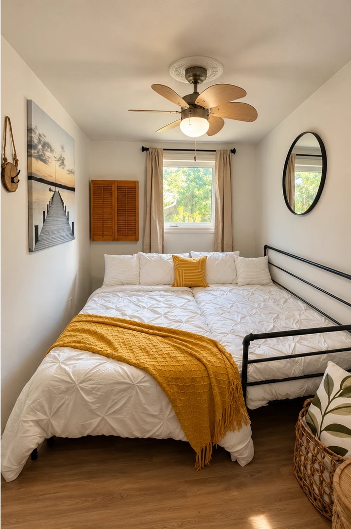 Third bedroom with the two beds pushed together as one large bed