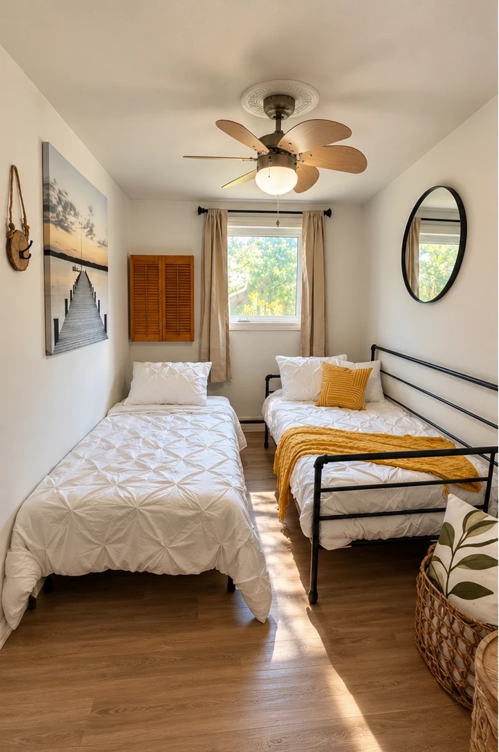 Third bedroom set up as two single beds